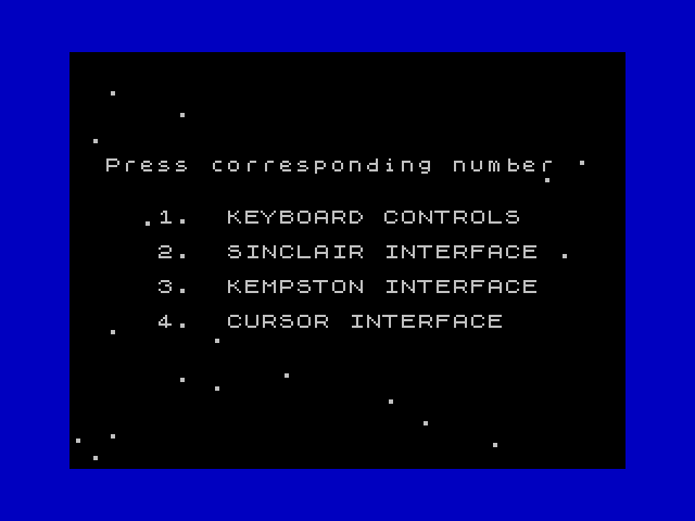 Beamrider ZX Spectrum Screenshot: Select a controller...