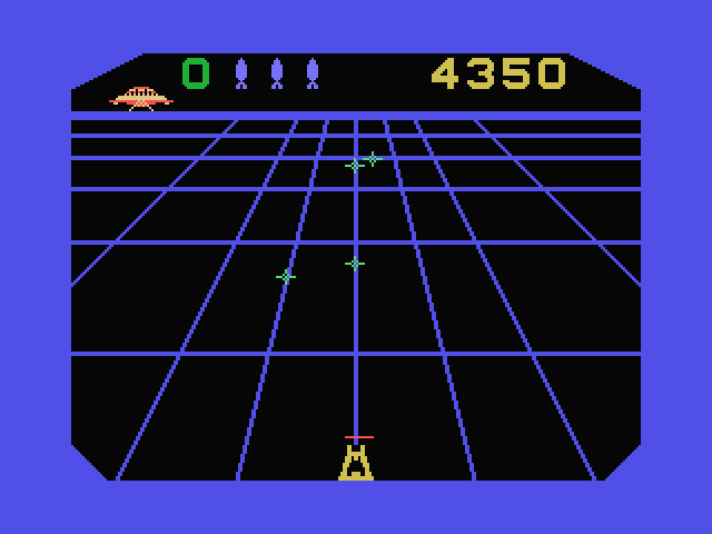 Beamrider MSX Screenshot: Use torpedoes to shoot the sentinel at the end of each sector.