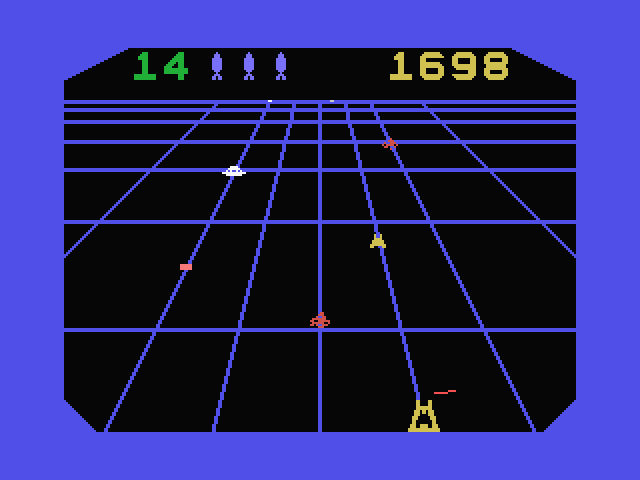Beamrider MSX Screenshot: Shoot all the white saucers to complete the sector.