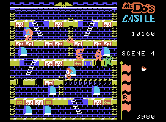 Mr. Do!'s Castle ColecoVision Screenshot: Unicorns are always in pursuit.