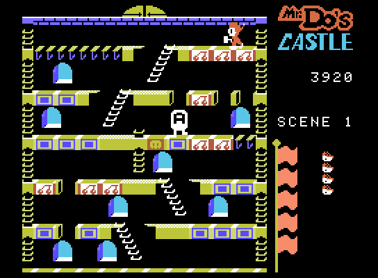 Mr. Do!'s Castle ColecoVision Screenshot: Hit the letter unicorns to spell EXTRA for a bonus life!