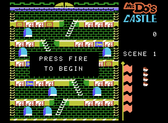 Mr. Do!'s Castle ColecoVision Screenshot: Starting screen.
