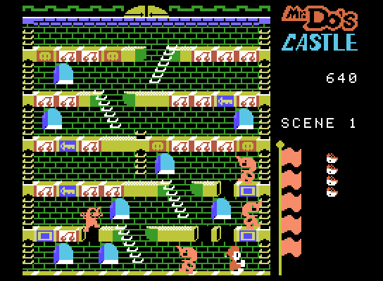 Mr. Do!'s Castle ColecoVision Screenshot: Uh oh, am I trapped?