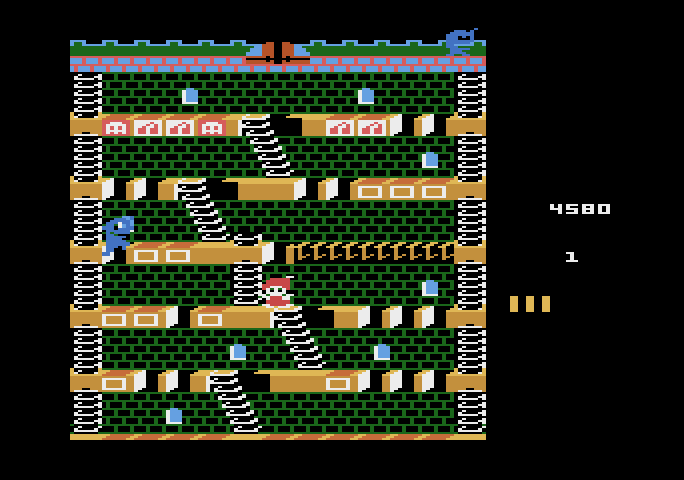 Mr. Do!'s Castle Atari 5200 Screenshot: When only one unicorn remains, it turns blue and then splits into multiple unicorns.