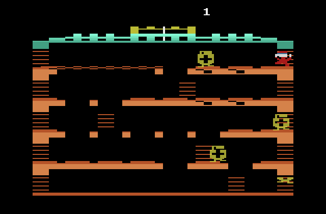 Mr. Do!'s Castle Atari 2600 Screenshot: Eliminate the letter unicorns to earn an extra life.