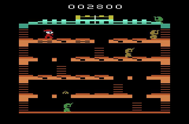 Mr. Do!'s Castle Atari 2600 Screenshot: Start of the second level.