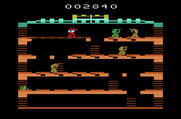 Mr. Do!'s Castle for Atari 2600 - A bridge is formed when both skull blocks are knocked out.