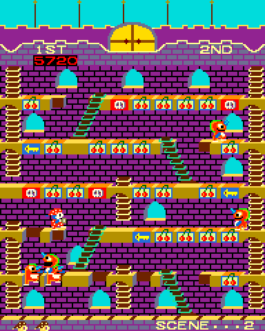 Mr. Do!'s Castle Arcade Screenshot: Scene 2 start.