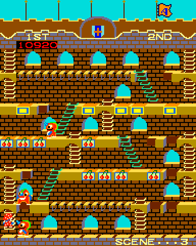 Mr. Do!'s Castle Arcade Screenshot: Uh oh, I might be trapped here!