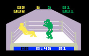 Boxing for Intellivision - Yellow fighter knocked down.