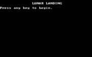 Space Games for IBM PC/Compatibles - Lunar Landing: Title screen.