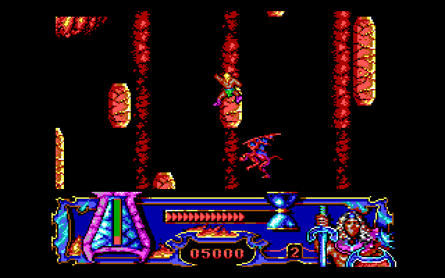 Satan IBM PC/Compatibles Screenshot: In some sections of the game you need to jump from pilar to pilar without falling...