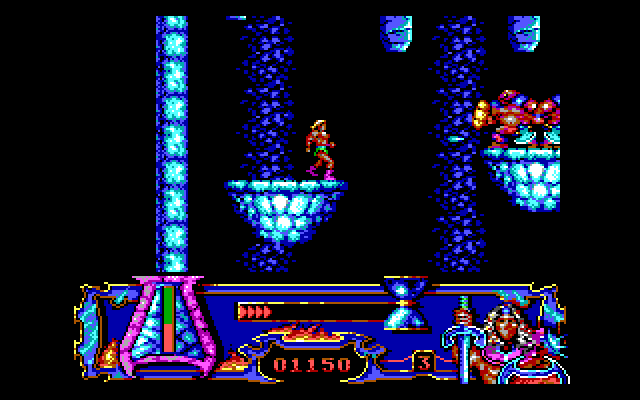 Satan IBM PC/Compatibles Screenshot: This section of the game has lots of platforms to jump to...