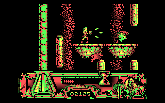 Satan IBM PC/Compatibles Screenshot: A power up gives me three times the firepower!