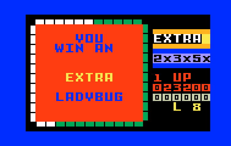 Lady Bug Intellivision Screenshot: You win an extra life!