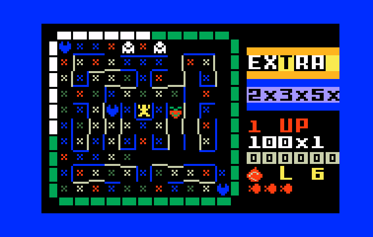 Lady Bug Intellivision Screenshot: Earn bonus points for collecting letters you already have.