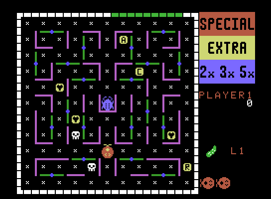 Lady Bug ColecoVision Screenshot: Start of the first maze.