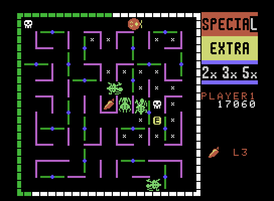 Lady Bug ColecoVision Screenshot: If you can, grab the bonus in the middle of the maze...