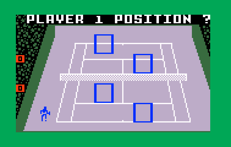 Championship Tennis Intellivision Screenshot: First, choose the positions for each player...
