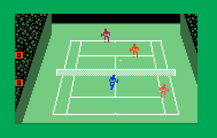 Championship Tennis Intellivision Screenshot: Game of doubles at Wimbledon...