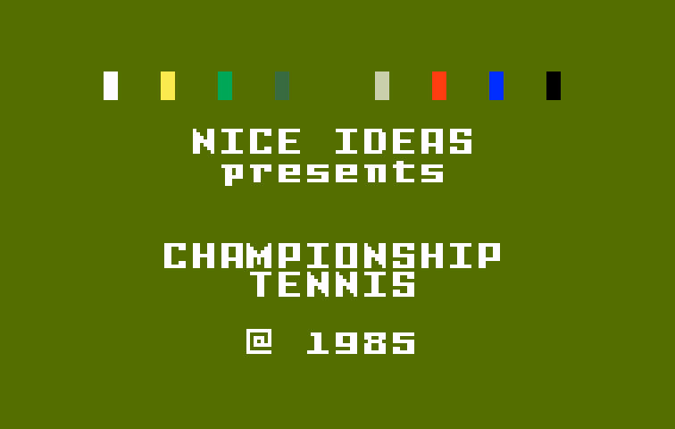 Championship Tennis Intellivision Screenshot: Title screen.