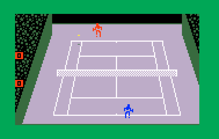 Championship Tennis Intellivision Screenshot: Game of singles in progress...