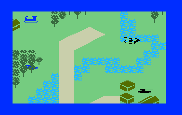 Armor Battle Intellivision Screenshot: There is a variety of terrain the game takes place in...