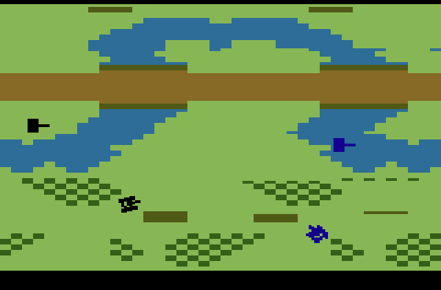 Armor Battle Atari 2600 Screenshot: There are a variety of different landscapes to fight in...