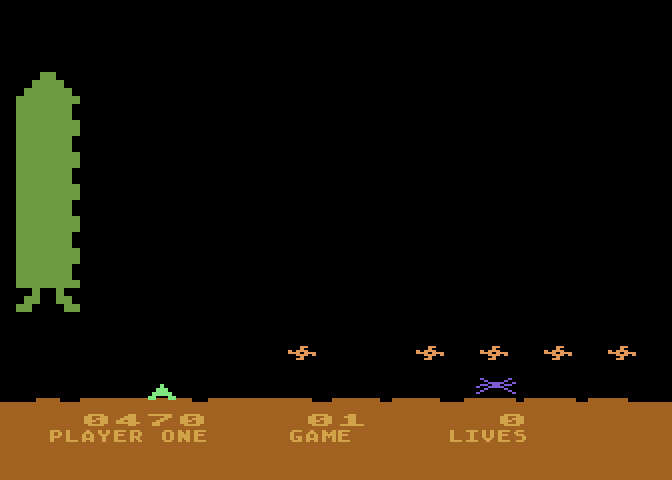 Space Invaders Atari 8-bit Screenshot: The invaders landed, game over!