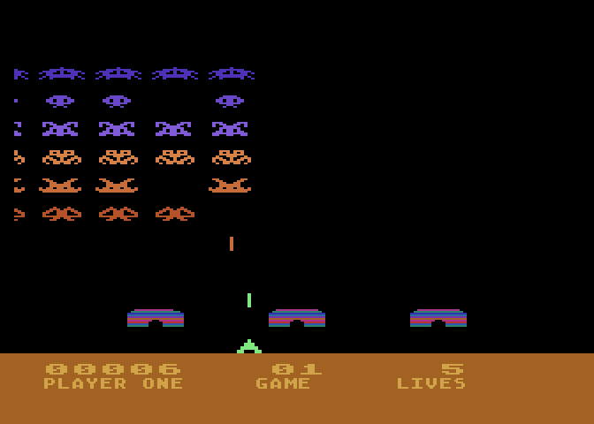 Space Invaders Atari 5200 Screenshot: Game start.