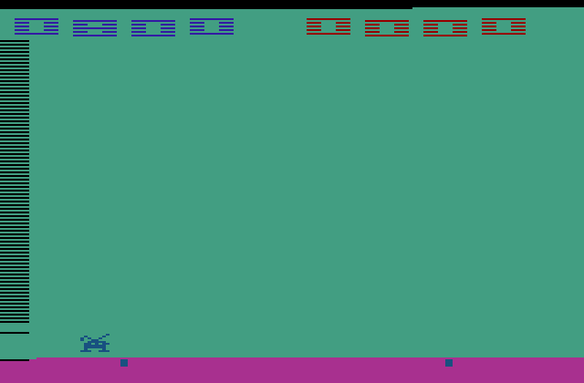 Space Invaders Atari 2600 Screenshot: The last invader landed; game over, and the screen flashes different colors.