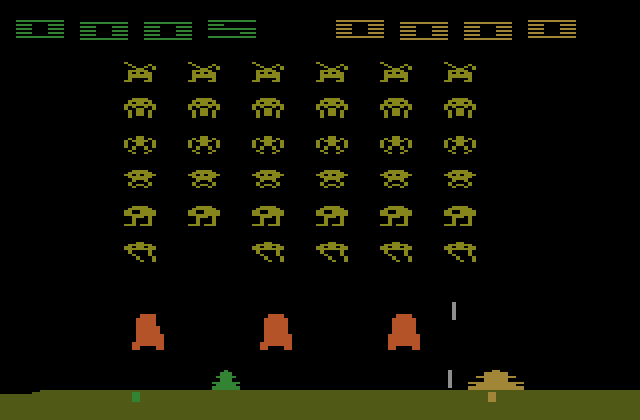 Space Invaders Atari 2600 Screenshot: Starting a game with two players...