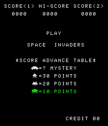 Space Invaders Arcade Screenshot: Title screen.