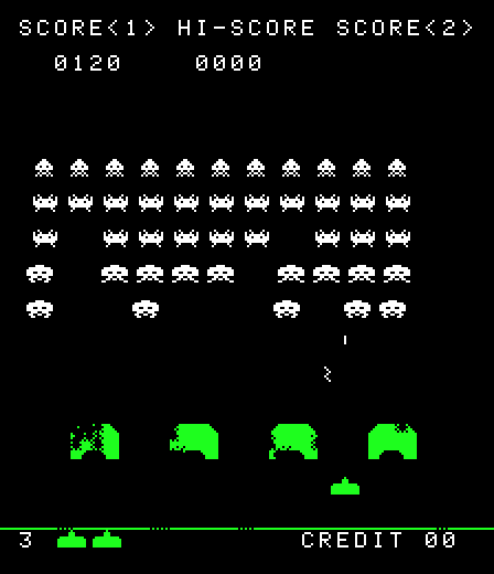 Space Invaders Arcade Screenshot: Blasting invaders...