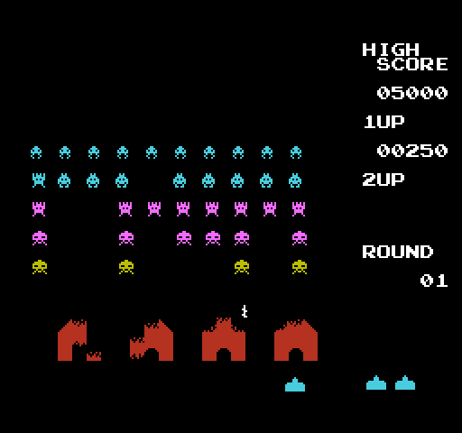 Space Invaders NES / Famicom Screenshot: The invaders get lower...