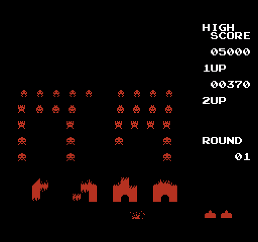 Space Invaders NES / Famicom Screenshot: I've been hit!