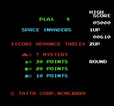 Space Invaders for NES / Famicom - Title screen and point values.