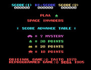 Space Invaders for Sega SG-1000 - Scoring information.