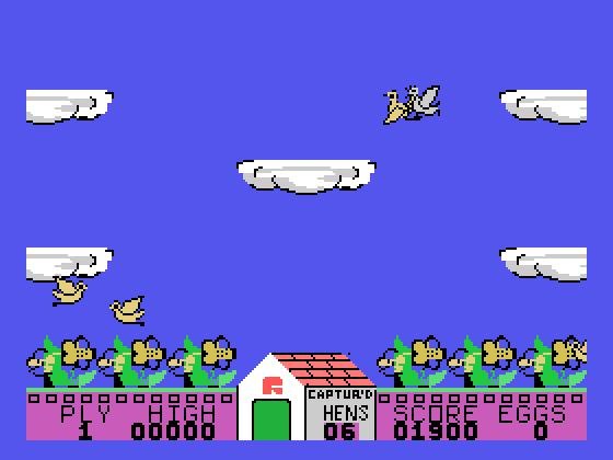 Hen Pecked TI-99/4A Screenshot: Ouch, I've been hit!