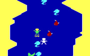 ScubaVenture for IBM PC/Compatibles - Don't get eaten by the green fish at the bottom of the screen.