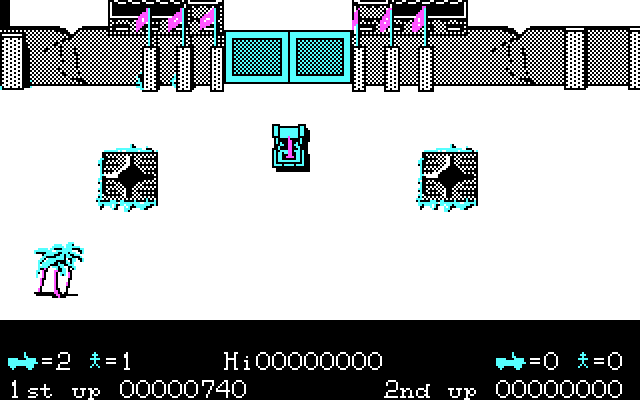 Jackal IBM PC/Compatibles Screenshot: I need to blast through this gate...