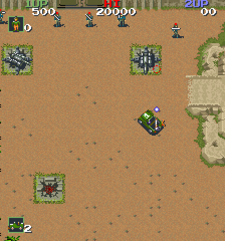 Jackal Arcade Screenshot: Blast tanks and other enemies!