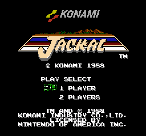 Jackal NES / Famicom Screenshot: Title scren (U.S. version).
