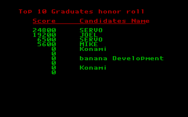 Boot Camp IBM PC/Compatibles Screenshot: High scores.
