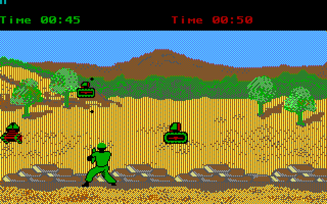 Boot Camp IBM PC/Compatibles Screenshot: Firing range 2; try to hit the tank targets.
