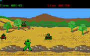 Boot Camp for IBM PC/Compatibles - Firing range 2; try to hit the tank targets.