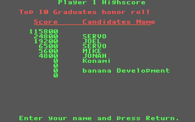 Boot Camp IBM PC/Compatibles Screenshot: High scores.