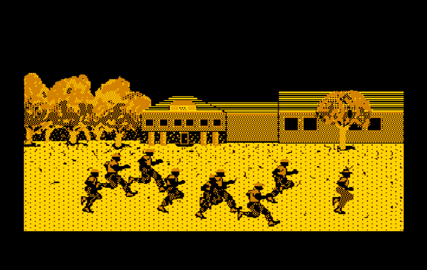 Boot Camp IBM PC/Compatibles Screenshot: An intermission showing the recruits jogging.