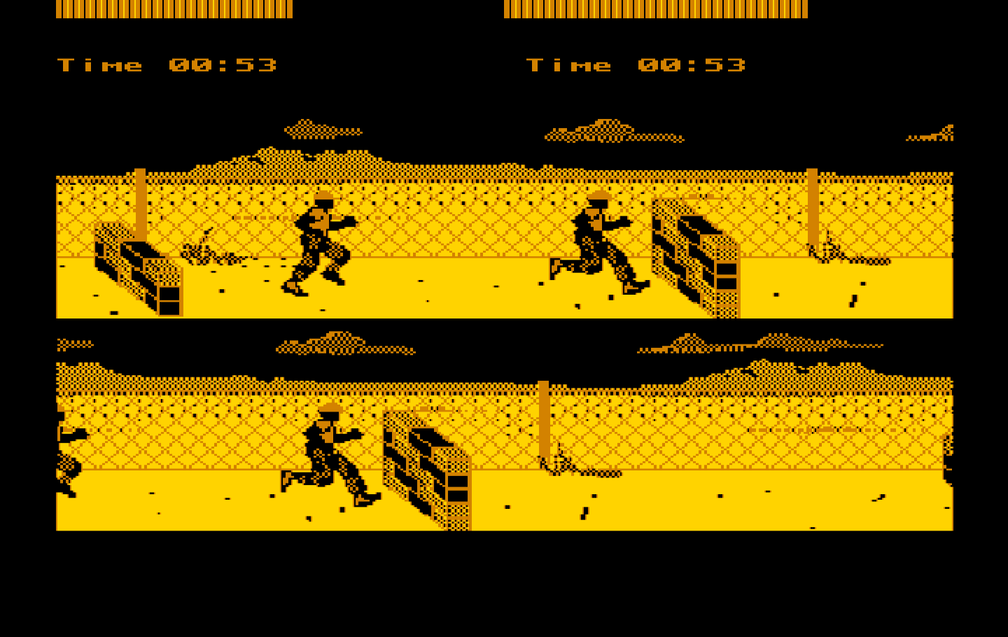 Boot Camp IBM PC/Compatibles Screenshot: Jump and climb over the obstacles.