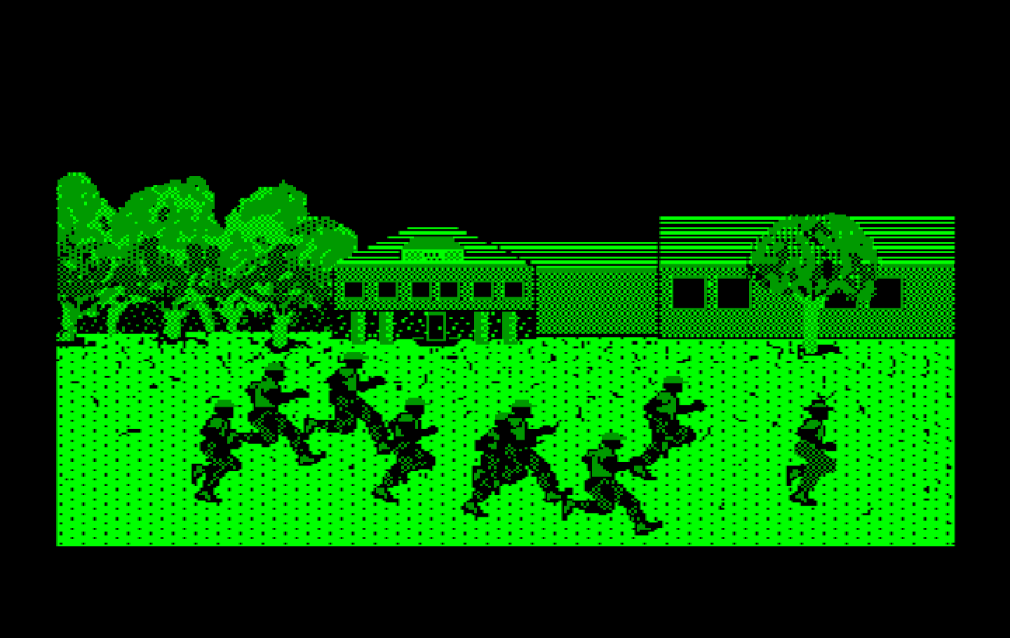 Boot Camp IBM PC/Compatibles Screenshot: An intermission showing the recruits jogging.